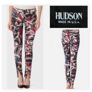 Hudson Juliette Union Jack Super Skinny Red White Blue Jeans  Sz 26 $220